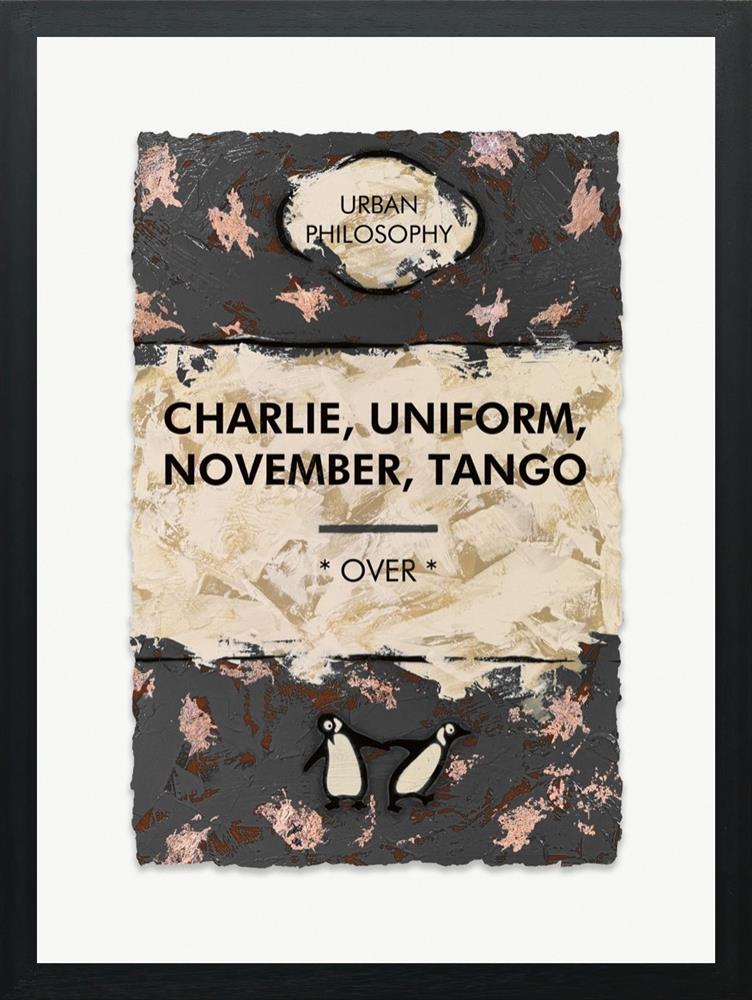 charlie uniform november tango bronze leaf framed print by artist hue folk