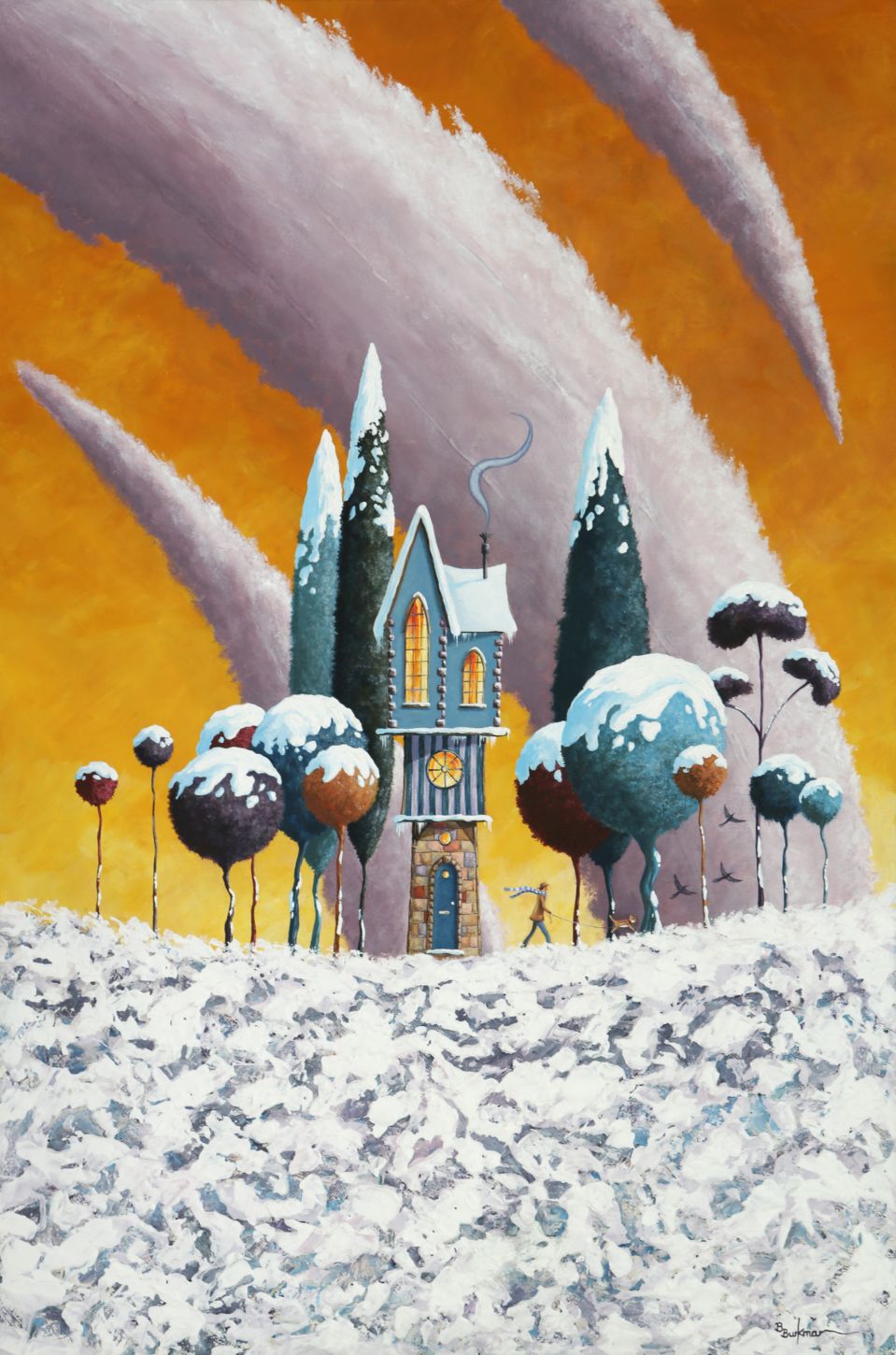 home fires winter retreat mounted print by artist bret burkmar