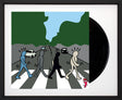 abbey road album cover with vinyl record framed by artist tboy