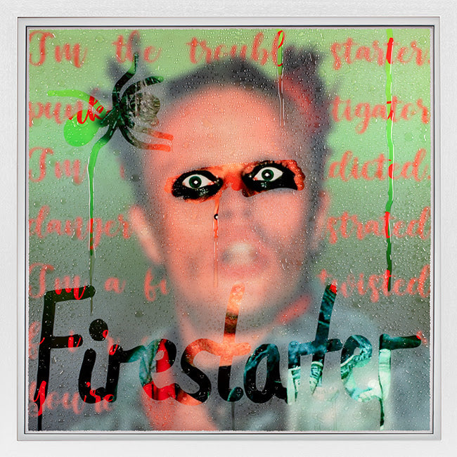 firestarter print framed in white by artist tboy