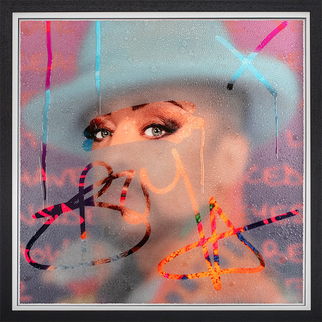 oh boy print framed in black by artist tboy