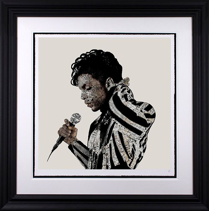 prince black framed print by artist zee