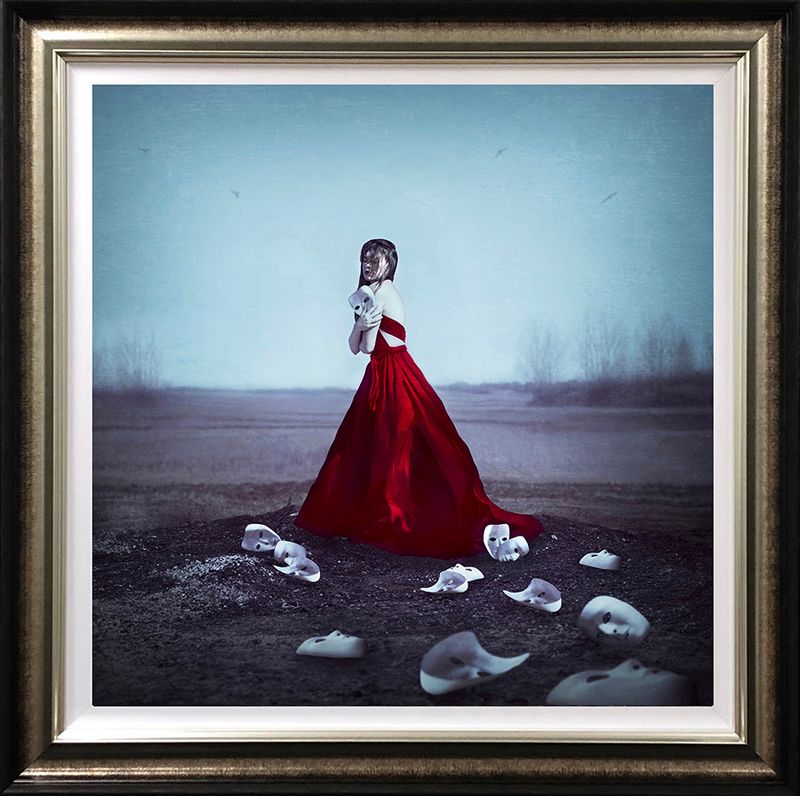 shedding masks deluxe framed print by artist michelle mackie