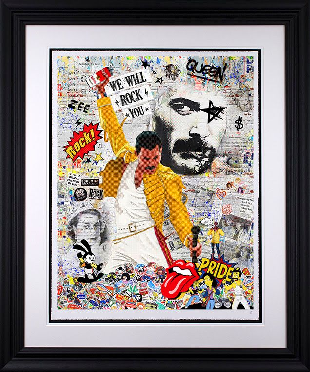 we will rock you black framed print by artist zee