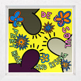 3 feet high and rising print framed in white by artist tboy