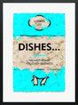 dishes framed print by artist hue folk