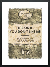 its ok if you dont like me gold leafed edition framed print by artist hue folk