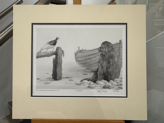 just thinking mouned print by artist mike sibley