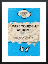 make yourself at home framed print by artist hue folk