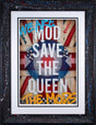 mod save the queen black framed print by artist JJ Adams