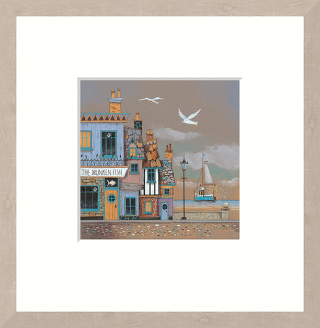 the drunken fish framed print by artist gary walton