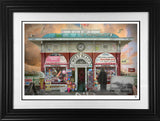 The Kiosk At West Beach print framed in black by artist jj adams