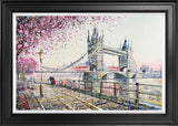 towers under the blossom framed print by artist nigel cooke