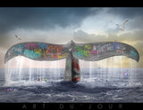 a whales tale print by artist jj adams