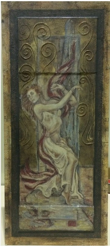 andromneda hand embellished print on board by artist joy kirton smith