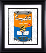 campbells irnbru soup print framed in black by artist jj adams
