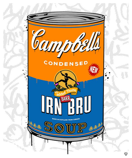 campbells irnbru soup print by artist jj adams