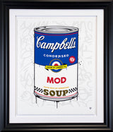 campbells mod soup black framed print by artist JJ Adams