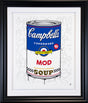campbells mod soup black framed print by artist JJ Adams