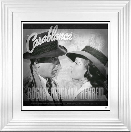 casablance black and white print framed in white by artist jj adams