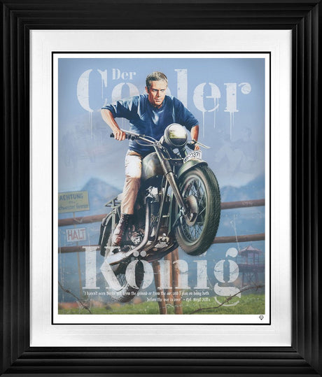 cooler koing print framed in black by artist jj adams