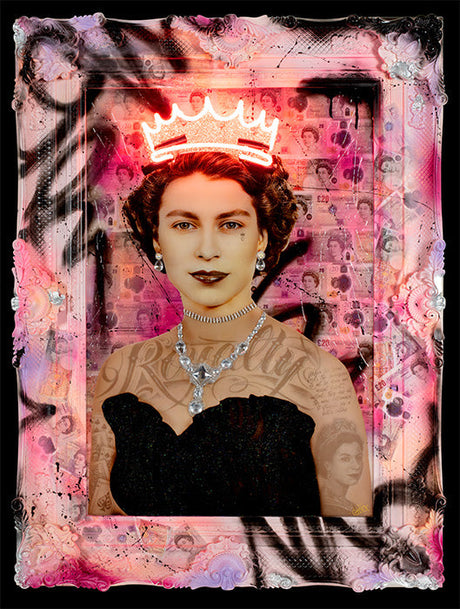 crown and currency framed print by artist ghost