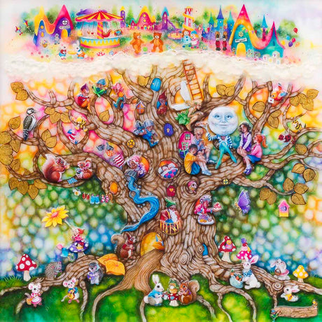 deep in the whispering woods print hand embellished with 3d elements and gloss resin by artist kerry darlington