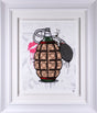 designer grenades gucci perfume framed print by artist jj adams