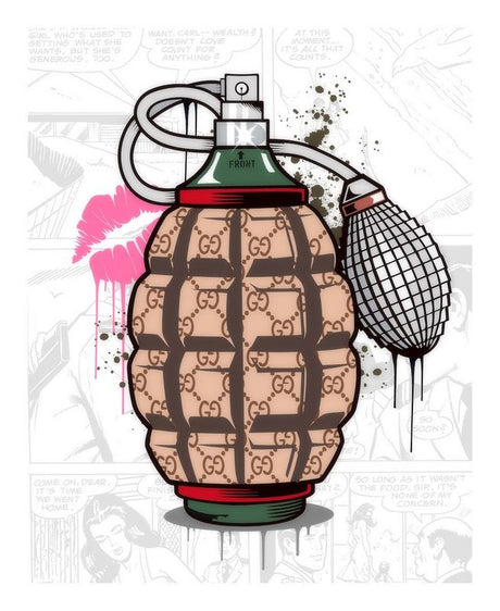 designer renades gucci perfume print by artist jj adams