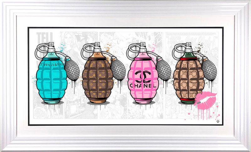 designer greanades the full set framed print by artist jj adams