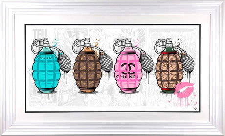 designer greanades the full set framed print by artist jj adams