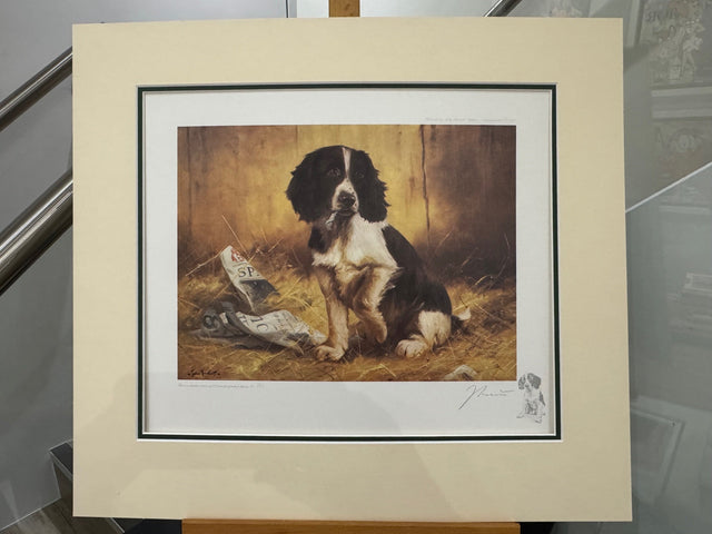 digesting the news mounted print by artist john trickett