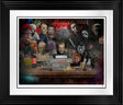 do you like scary movies print framed in black by artist jj adams