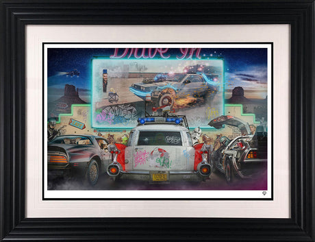 double feature print framed in black by artist jj adams