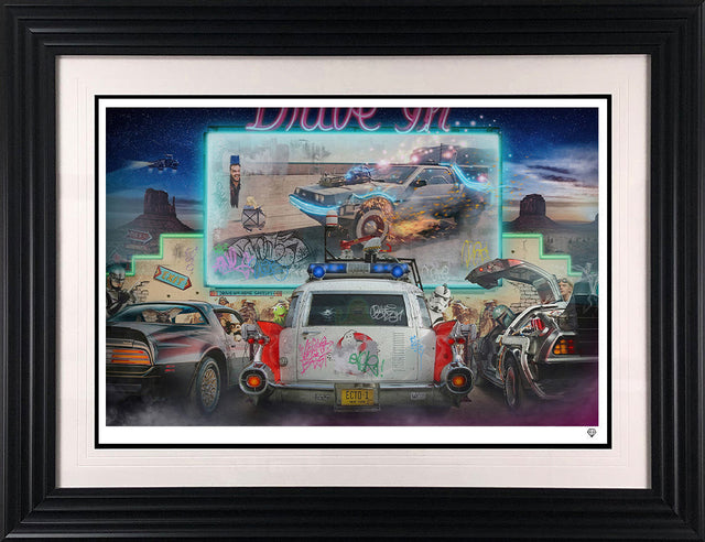 double feature print framed in black by artist jj adams