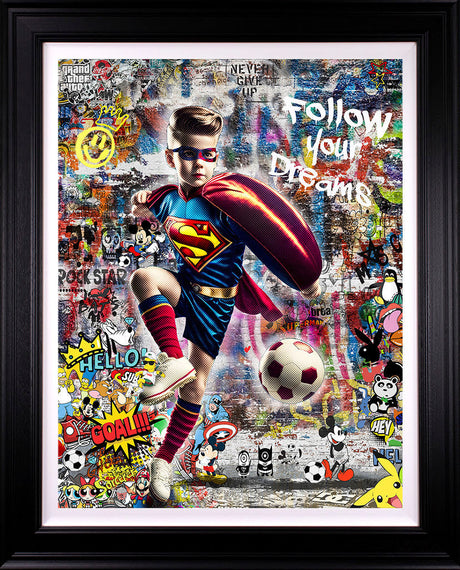 follow your dreams deluxe edition black framed print by artist zee