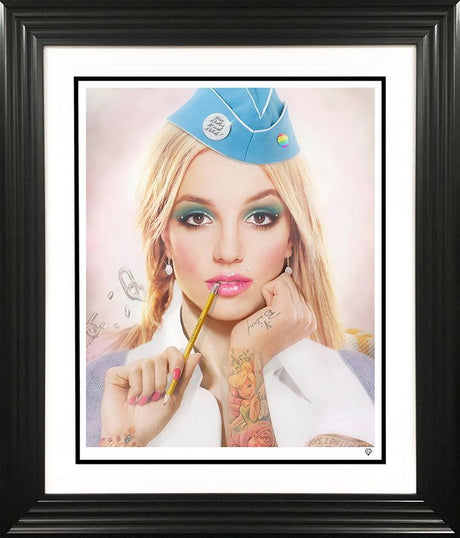 hit me baby one more time print framed in black by artist jj adams