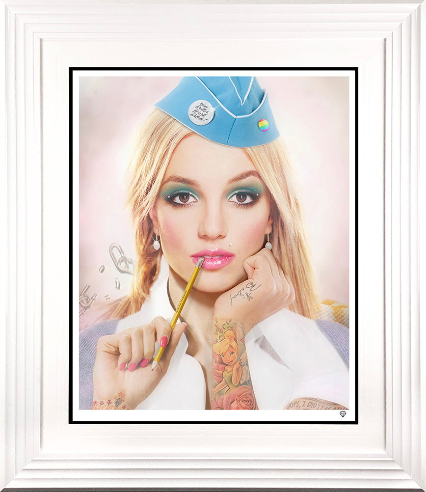 hit me baby one more time framed in white print by artist jj adams