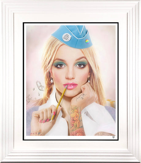 hit me baby one more time framed in white print by artist jj adams