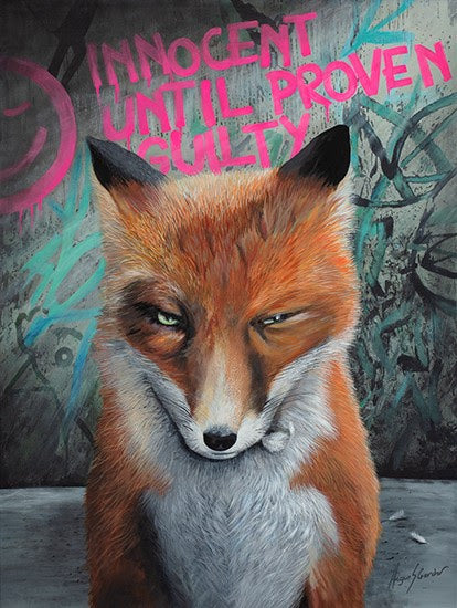 innocent until proven guilty mounted print by artist angus gardner