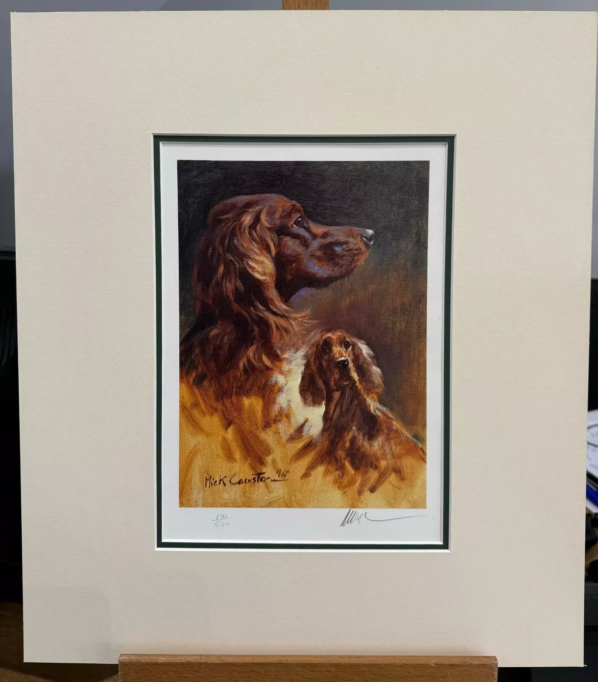 irish setter head study mounted print by artist mick cawston