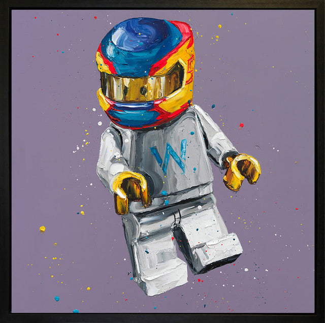 lego sainz wall of champions hand embellished canvas framed print by artist paul oz