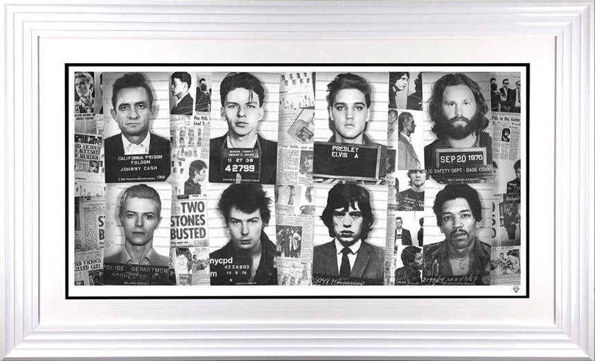 music most wanted print framed in white by artist jj adams