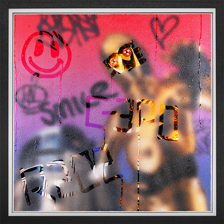 not the droids youre looking for print framed in black by artist tboy
