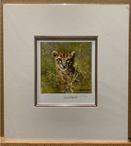 ocelot miniature mounted print by artist david shepherd
