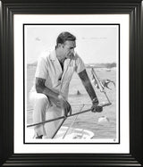 on vacation black and white print framed in black by artist jj adams