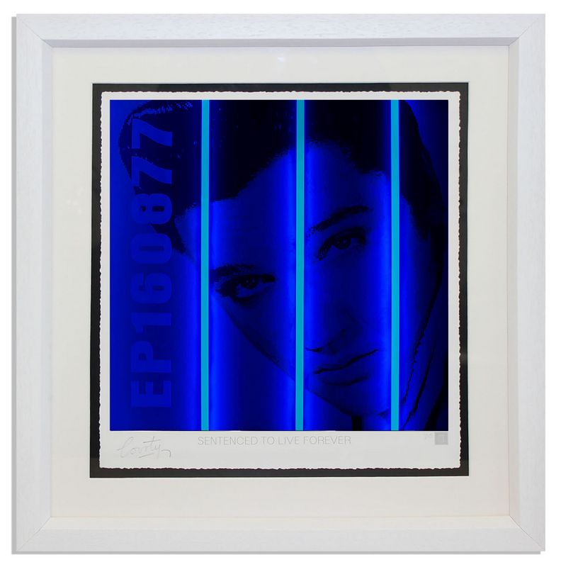 presley print framed in white by artist courty