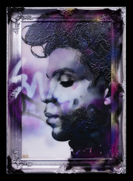 pruple rain framed print by artist ghost