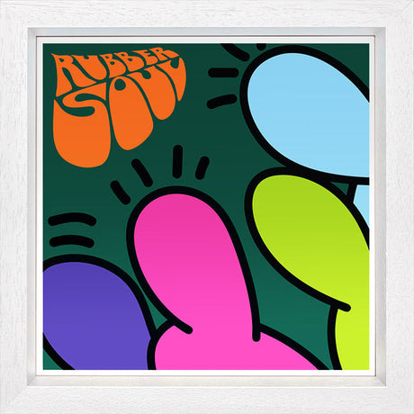 rubber soul print framed in white by artist tboy