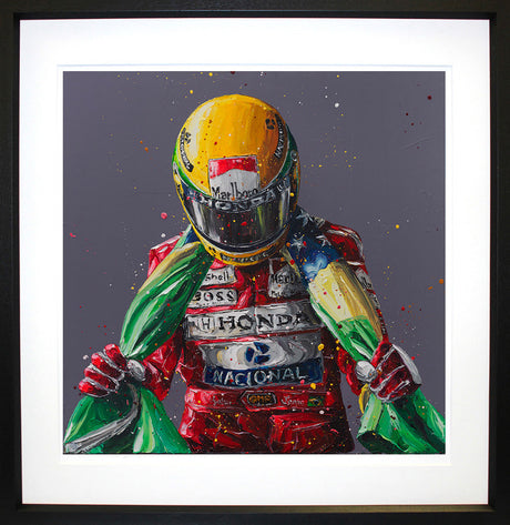 senna flag ii framed print by artist paul oz